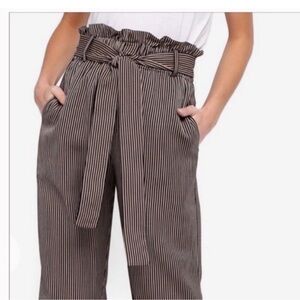 Point Sur by J. Crew LIKE NEW Paper Bag Striped Trouser Pants Cropped Wide Leg 0